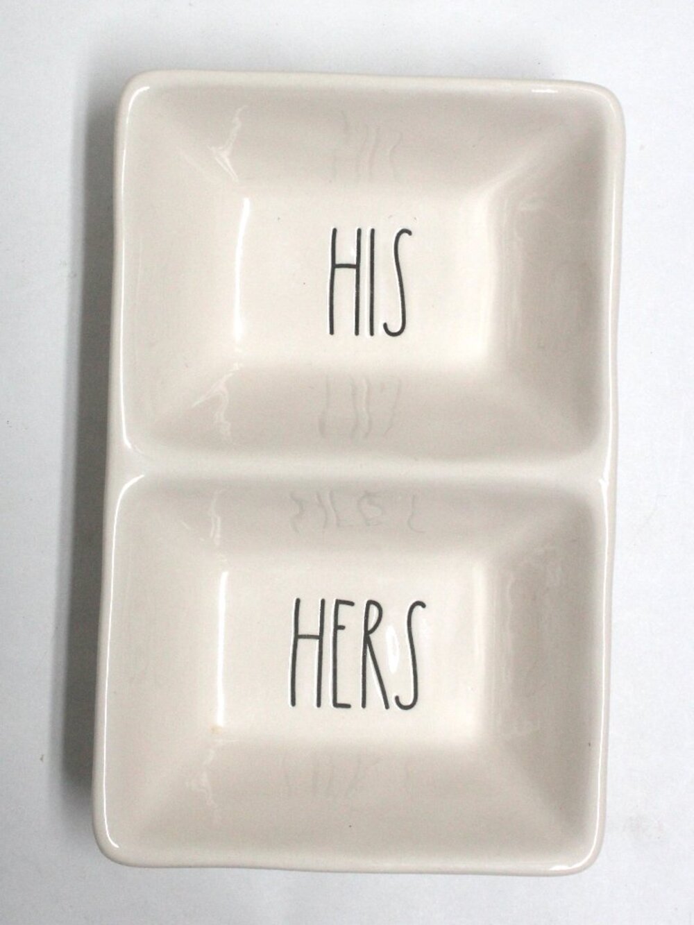 Rae Dunn Divided Tray For His & Hers Trinkets Candy Jewelry Whatnots & More